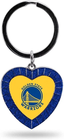 Golden State Warriors Keychain Rhinestone Heart Team Color Key Ring Cover
