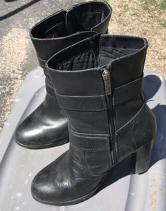 Harley Davidson Womens D84518 Black High Heel Side Zipper Biker Boots Size 7.5 - Picture 1 of 10