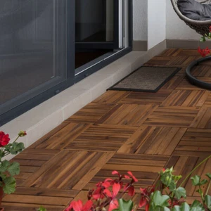 Klickfliese Holzfliese Terrassenplatten Balkonboden Akazie 18er Set (30,86€/1qm) - Bild 1 von 12