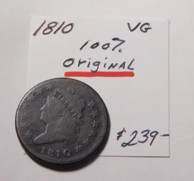 GORGEOUS 1810 CLASSIC HEAD LARGE CENT V.G. - PROBLEM FREE !!!!!!!!!!!!!!!!!!!!⭐⭐ - Image 1 of 4