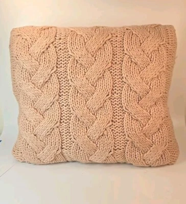 Threshold - Chunky Cable Knit Throw Pillow, 24" x 24", Blush Pink - Image 1 of 4