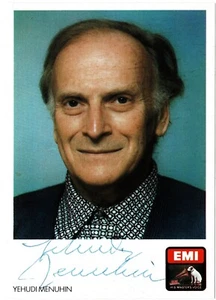 Yehudi Menuhin Autograph: Hand-signed EMI Card. CoA - Picture 1 of 2
