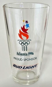 Vintage Bud Light 1996 Atlanta Olympic Beer Bar Pint Glass Budweiser ~ VGC - Picture 1 of 4