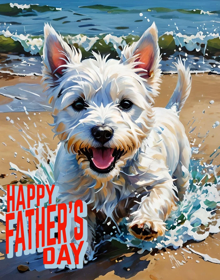 Father's Day Card Cards Fathers Daddy Dad A5 Greeting Blank Westie Dog Highland