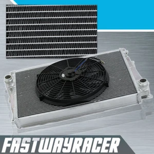 Radiador manual de aluminio BMW E46 + radiador de refrigeración de 14"" ventilador delgado hoja S - Imagen 1 de 1