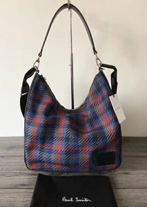 PAUL SMITH WOVEN CHECK & LEATHER HOBO BAG RETAIL £450 BNWT - Imagen 1 de 22