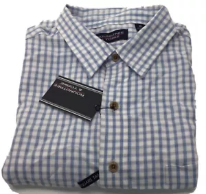 Roundtree & Yorke Men’s SS Shirt, Plaid, French blue ,Size XL - Picture 1 of 1