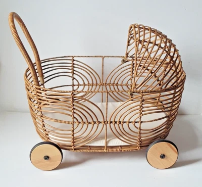 Carrinho de bebê de vime adereços para fotografia recém-nascido 19" L x 10"H - Imagem 1 de 4