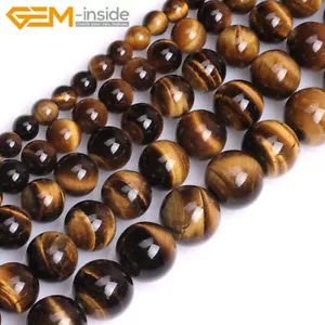 Natural Tiger's Eye Gemstone Round Loose Spacer Beads For Jewellery Making 15"UK - Picture 1 of 57