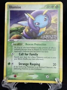 Carta Pokémon HoloFoil dañada ILLUMISE 45/113 EX ESPECIES DELTA ESTAMPADA - Imagen 1 de 2