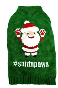 Weihnachtspullover XS Hund Nikolaus Pfoten grün rot weiß Acrylpullover Fabdog - Bild 1 von 8