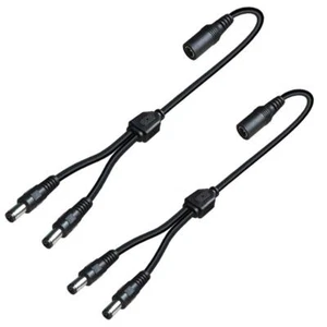 2 Pack DC Power 1 Female to 2 Male 5.5mm x 2.1mm DC Power Supply Splitter Cor... - Picture 1 of 5