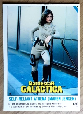 Tarjeta 130 1978 Battlestar Galactica edición Reino Unido Athena autosuficiente Foto 1 de 3