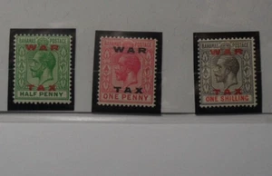 STAMPMART : BAHAMAS 1919 SCOTT#MR11 - MR13 3v WW I WAR TAX MOUNTAIN MINT STAMPS - Picture 1 of 4