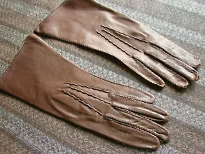 Vintage Handschuhe Leder braun sehr guter Zustand Gr. 6 1/2 - Bild 1 von 4