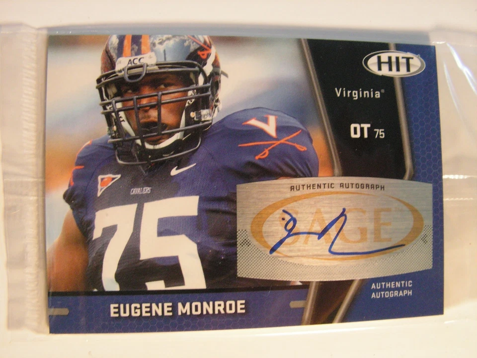 Eugene Monroe 2008 Sage Hit Autographed Rookie Card Virginia Cavaliers NFL #A3  - Image 1 of 1