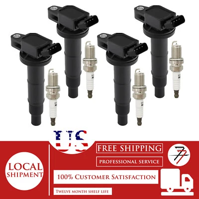 Bobina de encendido y bujía de iridio 4 piezas para Scion xB tC 2005-2015 2,4 L Foto 1 de 4