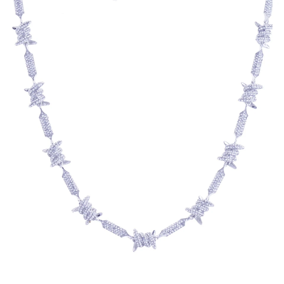 Ожерелье хип-хоп мужское женское Iced Out CZ цепочка из колючей проволоки 18 дюймов 20 дюймов 24 дюйма CSN 110 S - Изображение 1 из 1