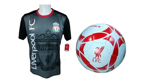 Liverpool F.C. Soccer Official Training Jersey & Size 5 Ball -08 Large Cover