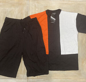 mens t shirt and long shorts set size large, black RRP £35 Boohoo man set