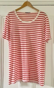 COS Women’s Red White Striped Short-Sleeved Long T-Shirt Top M UK 14-16 EU 42-44 - Picture 1 of 16