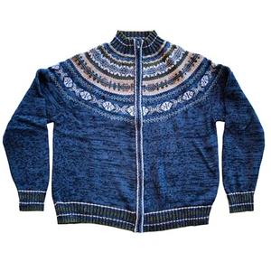Vtg Heirloom Collectibles Fair Isle Cardigan Sz S Blue Gorpcore Cottagecore - Picture 1 of 4
