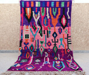 Purple and Pink Moroccan Beni Ourain Rug, Moroccan Vintage rug