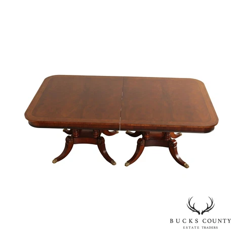 Henredon Regency Style Banded Mahogany Pedestal Dining Banquet Table Cover