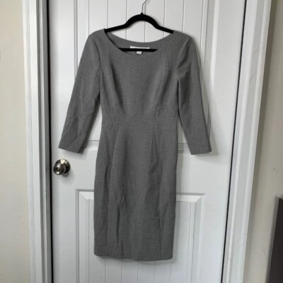 Diane von Furstenberg Gray Sheath Dress Career Workwear 3/4 Sleeve Size 0 - Image 1 of 4
