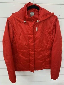 Nike Red Puffy Hooded Removable SLEEVES Vest Bomber Winter Jacket Youth Medium - Picture 1 of 9
