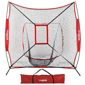 7'×7' Baseball Softball Practice Net Hitting Pitching Training Net w/Strike Zone - Picture 1 of 23