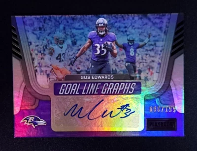Gus Edwards Auto 2022 Panini Playbook Goal Line Ravens /199 SP - Image 1 of 2