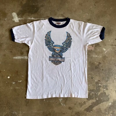 CAMISETA TIMBRE MOTOCICLETAS HARLEY DAVIDSON VINTAGE AÑOS 70 TALLA S SUAVE DELGADA TEXAS AÑOS 80 Foto 1 de 4