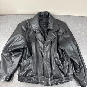 Vintage Wilson's Leather Black Leather Biker Motorrad Bomber Jacket - MEDIUM - Bild 1 von 11