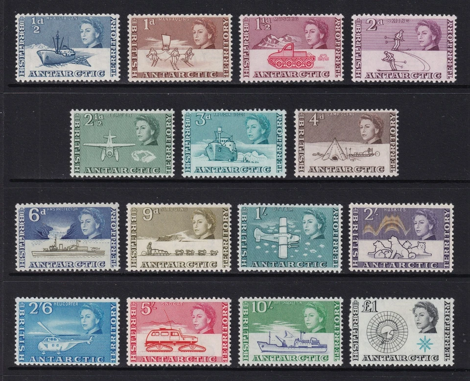 TERRITORIO ANTÁRTICO BRITÁNICO 1963-69 QEII selección SG 1-15 MH/* (CV £150+) Foto 1 de 2