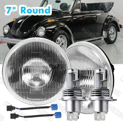 2X Nuevos faros LED redondos de 7 pulgadas haz alto bajo para Volkswagen Beetle 1967-1979 Foto 1 de 4