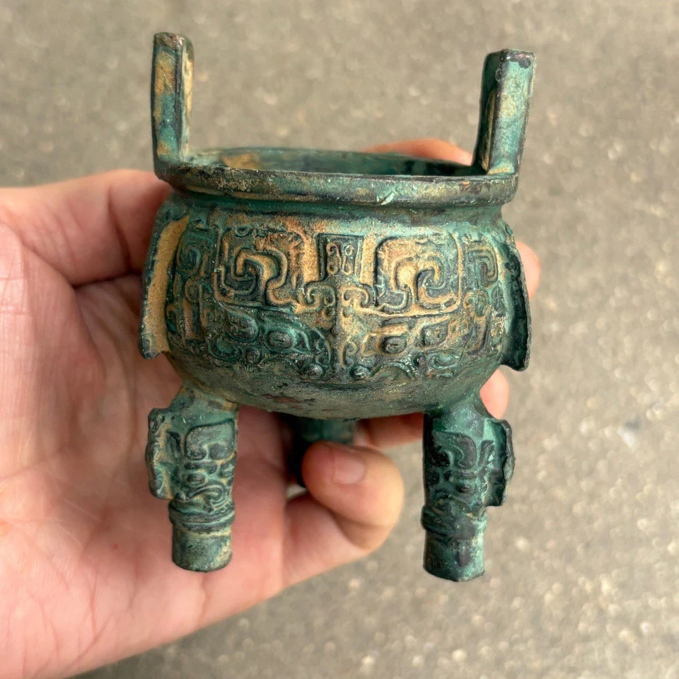 3,6"" XUANDE Antigua dinastía china período sacrificio 宣德 quemador de incienso incensario Foto 1 de 4