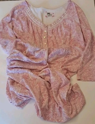 Camisón Aria 100% Algodón Rosa Paisley Satén Crochet Ribete Pradera Talla Pequeña Foto 1 de 4
