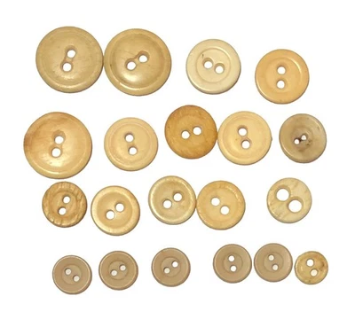 20 Antique-Vintage Bone Horn Antler Buttons 2-Hole 5/16"- 3/4" - Image 1 of 3