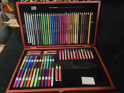 FABER-CAStell 彩色笔套装 带标记和油画木盒 无纸 — 第 1/4 张图片