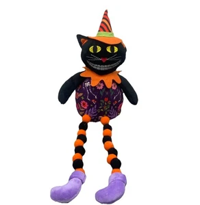 Decoración de mesa de gato sonriente vintage de felpa de Halloween, multicolor, {WW} - Imagen 1 de 7