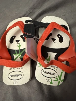 NUEVO CON ETIQUETAS CHANCLAS HAVAIANAS PANDA BEBÉ CHANCLAS Sandalias Correa Trasera Niño’s Talla 7C Foto 1 de 4