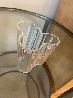 Alvar Aalto Iittala Clear Glass Vase Finland Modernist Design Decor - Image 1 of 4