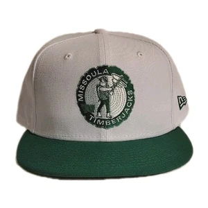 Gorra de béisbol New Era 59Fifty Missoula Timberjacks blanca verde 7 3/8 ajustada nueva sin etiquetas - Imagen 1 de 7