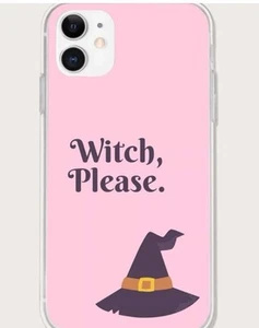 Coque Apple iPhone WITCH PLEASE rose violet 11 Pro XS X chapeau sorcière Halloween - Photo 1 sur 2