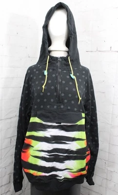 Neff Fang Pullover Hoodie, 1/4 Zip, Men's Large, Black / Polka Dot, New - Image 1 of 4