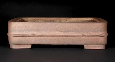 Antique Japanese Bonsai Pot SHUZAN 18.6"(47.2cm) Brown Unglazed Rectangle K419 - Image 1 of 4
