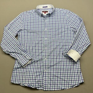 Camisa Johnston Murphy XC4 Para Hombre Grande Con Botones A Cuadros Púrpura Azul Abatible - Imagen 1 de 7