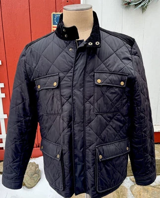 J Crew Black Quilted Jacket Barn Chore Men's Size XL Cord Trim Versatile! - Image 1 of 4