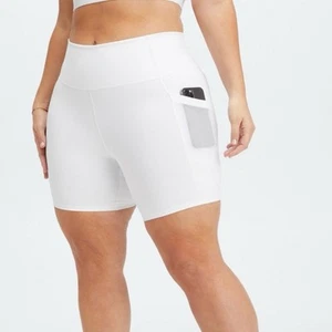 FABLETICS Bright White On-The-Go PowerHold High-Waisted 6" Active Gym Shorts 2X - Picture 1 of 14